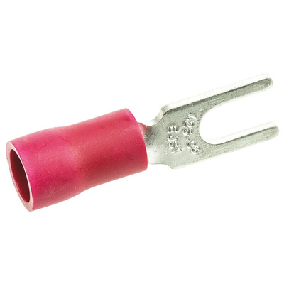 JST, FVWS1.25 Insulated Crimp Spade Connector, 0.2mm² to 1.65mm², 22AWG to 16AWG, 3.2mm Stud Size Vinyl, Red