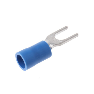 JST Crimp Spade Connector, 1mm² to 2.6mm², 16AWG to 14AWG, 4mm Stud Size Vinyl, Blue