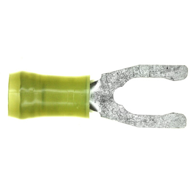 TE Connectivity, 52433 Insulated Crimp Spade Connector, 3mm² to 6mm², 12AWG to 10AWG, M6 (1/4) Stud Size Nylon, Yellow