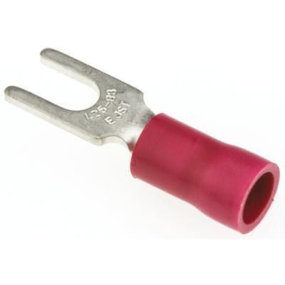 JST, A Insulated Crimp Spade Connector, 0.2mm² to 1.65mm², 22AWG to 16AWG, 3mm Stud Size Vinyl, Red