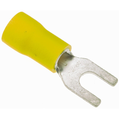 JST, A Insulated Crimp Spade Connector, 2.6mm² to 6.6mm², 12AWG to 10AWG, 4mm Stud Size Vinyl, Yellow