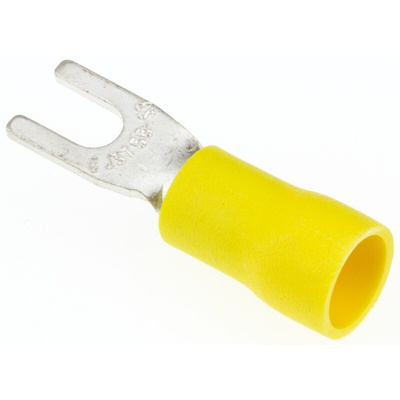 JST, A Insulated Crimp Spade Connector, 2.6mm² to 6.6mm², 12AWG to 10AWG, 3.5mm Stud Size Vinyl, Yellow