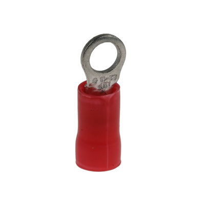 TE Connectivity, PLASTI-GRIP Insulated Crimp Ring Terminal, M3.5 Stud Size, 0.26mm² to 1.65mm² Wire Size, Red