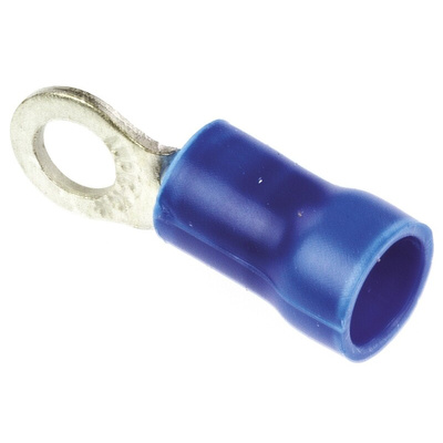TE Connectivity, PLASTI-GRIP Insulated Crimp Ring Terminal, M3.5 Stud Size, 1mm² to 2.6mm² Wire Size, Blue