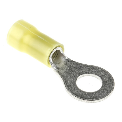 TE Connectivity, PLASTI-GRIP Insulated Crimp Ring Terminal, M6 Stud Size, 2.6mm² to 6.6mm² Wire Size, Yellow