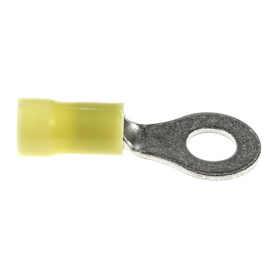 TE Connectivity, PLASTI-GRIP Insulated Crimp Ring Terminal, M6 Stud Size, 2.6mm² to 6.6mm² Wire Size, Yellow