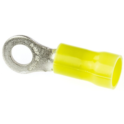 TE Connectivity, PLASTI-GRIP Insulated Crimp Ring Terminal, M5 Stud Size, 2.6mm² to 6.6mm² Wire Size, Yellow