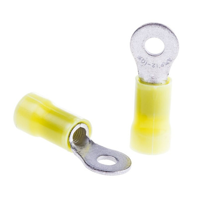 TE Connectivity, PLASTI-GRIP Insulated Crimp Ring Terminal, M3.5 Stud Size, 3mm² to 6mm² Wire Size, Yellow
