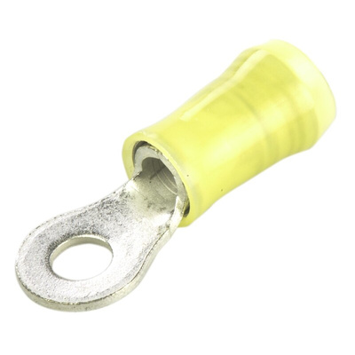 TE Connectivity, PIDG Insulated Ring Terminal, M4 Stud Size, 2.6mm² to 6.6mm² Wire Size, Yellow