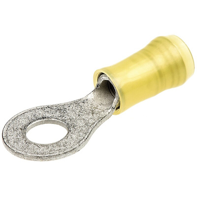 TE Connectivity, PIDG Insulated Ring Terminal, M6 Stud Size, 2.6mm² to 6.6mm² Wire Size, Yellow