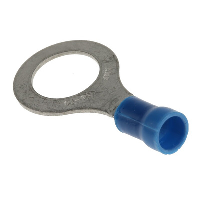 TE Connectivity, PLASTI-GRIP Insulated Ring Terminal, M10 Stud Size, 1mm² to 2.6mm² Wire Size, Blue