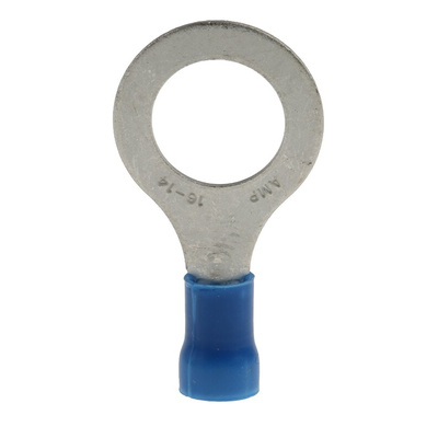 TE Connectivity, PLASTI-GRIP Insulated Ring Terminal, M10 Stud Size, 1mm² to 2.6mm² Wire Size, Blue