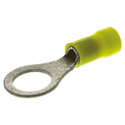 TE Connectivity, PLASTI-GRIP Insulated Ring Terminal, M10 Stud Size, 3mm² to 6mm² Wire Size, Yellow
