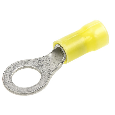 TE Connectivity, PLASTI-GRIP Insulated Ring Terminal, 7.94mm Stud Size, 2.6mm² to 6.6mm² Wire Size, Yellow