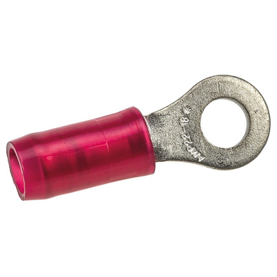 TE Connectivity, PIDG Insulated Ring Terminal, M3.5 Stud Size, 0.26mm² to 1.65mm² Wire Size, Red