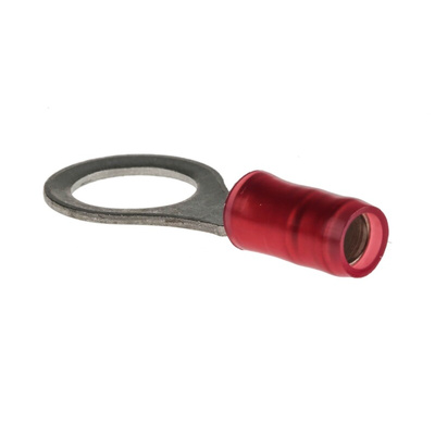 TE Connectivity, PIDG Insulated Ring Terminal, M8 Stud Size, 0.26mm² to 1.65mm² Wire Size, Red