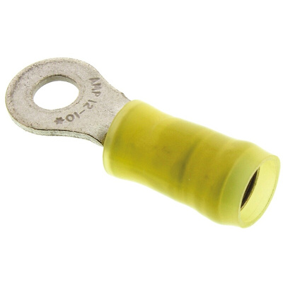 TE Connectivity, PIDG Insulated Ring Terminal, M4 Stud Size, 2.6mm² to 6.6mm² Wire Size, Yellow