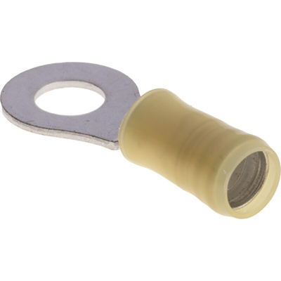 TE Connectivity, PIDG Insulated Ring Terminal, M6 Stud Size, 2.6mm² to 6.6mm² Wire Size, Yellow