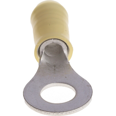 TE Connectivity, PIDG Insulated Ring Terminal, M6 Stud Size, 2.6mm² to 6.6mm² Wire Size, Yellow