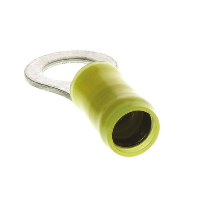 TE Connectivity, PIDG Insulated Ring Terminal, M8 Stud Size, 2.6mm² to 6.6mm² Wire Size, Yellow
