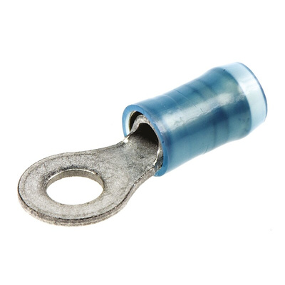 TE Connectivity, PIDG Insulated Ring Terminal, M4 Stud Size, 1mm² to 2.6mm² Wire Size, Blue