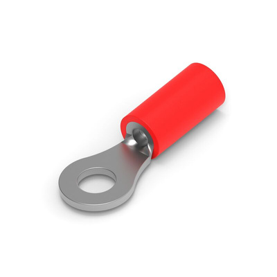 TE Connectivity, PLASTI-GRIP Insulated Ring Terminal, M4 Stud Size, 0.26mm² to 1.65mm² Wire Size, Red