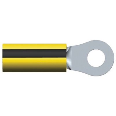 TE Connectivity, PIDG Insulated Ring Terminal, M4 Stud Size, 1mm² to 2.6mm² Wire Size, Black, Yellow