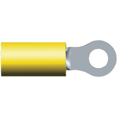 TE Connectivity, PIDG Insulated Ring Terminal, M4 Stud Size, 2.6mm² to 6.6mm² Wire Size, Yellow