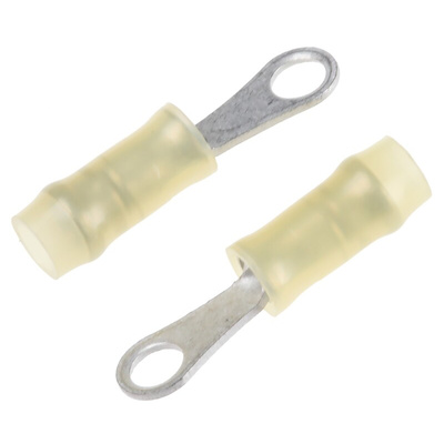 TE Connectivity, PIDG Insulated Ring Terminal, M2 Stud Size, 0.1mm² to 0.3mm² Wire Size, Yellow