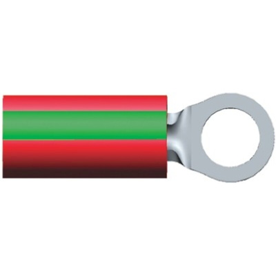 TE Connectivity, PIDG Insulated Ring Terminal, M3.5 Stud Size, 0.26mm² to 1.65mm² Wire Size, Green, Red