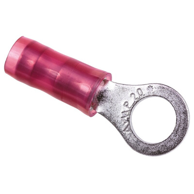 TE Connectivity, PIDG Insulated Ring Terminal, M5 Stud Size, 0.26mm² to 1.65mm² Wire Size, Red