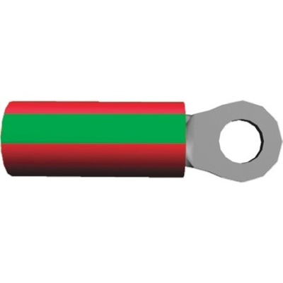 TE Connectivity, PIDG Insulated Ring Terminal, M2.5 Stud Size, 0.26mm² to 1.65mm² Wire Size, Green, Red
