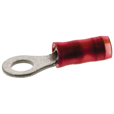 TE Connectivity, PIDG Insulated Ring Terminal, M4 Stud Size, 0.26mm² to 1.65mm² Wire Size, Red