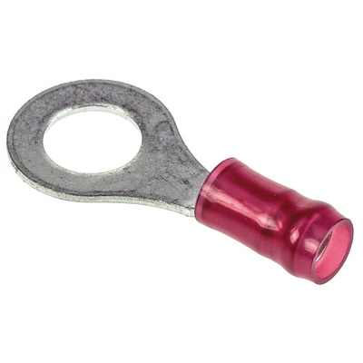 TE Connectivity, PIDG Insulated Ring Terminal, M6 Stud Size, 0.26mm² to 1.65mm² Wire Size, Red