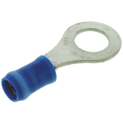 TE Connectivity, PIDG Insulated Ring Terminal, M6 Stud Size, 1mm² to 2.5mm² Wire Size, Blue