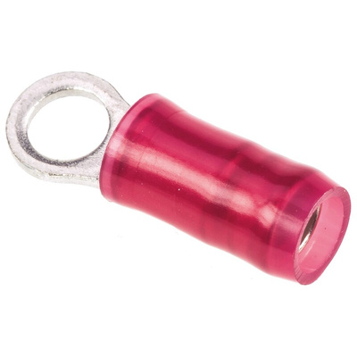 TE Connectivity, PIDG Insulated Ring Terminal, M3.5 Stud Size, 0.26mm² to 1.65mm² Wire Size, Red