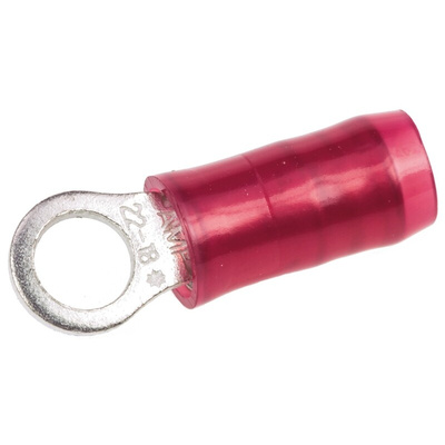 TE Connectivity, PIDG Insulated Ring Terminal, M3.5 Stud Size, 0.26mm² to 1.65mm² Wire Size, Red
