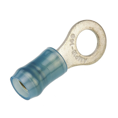 TE Connectivity, PIDG Insulated Ring Terminal, M5 Stud Size, 1mm² to 2.6mm² Wire Size, Blue