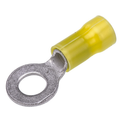 TE Connectivity, PLASTI-GRIP Insulated Ring Terminal, M6 Stud Size, 3mm² to 6mm² Wire Size, Yellow