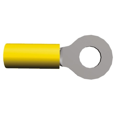 TE Connectivity, PIDG Insulated Ring Terminal, M6 Stud Size, 2.6mm² to 6.6mm² Wire Size, Yellow