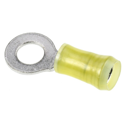 TE Connectivity, PIDG Insulated Ring Terminal, M6 Stud Size, 2.7mm² to 6.6mm² Wire Size, Yellow