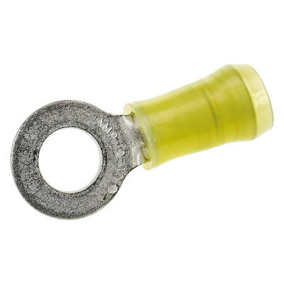 TE Connectivity, PIDG Insulated Ring Terminal, M6 Stud Size, 2.7mm² to 6.6mm² Wire Size, Yellow