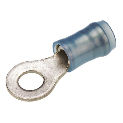 TE Connectivity, PIDG Insulated Ring Terminal, M4 Stud Size, 1mm² to 2.6mm² Wire Size, Blue