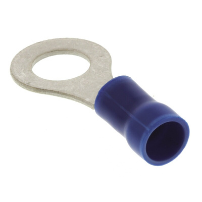 TE Connectivity, PLASTI-GRIP Insulated Ring Terminal, M6 Stud Size, 1mm² to 2.5mm² Wire Size, Blue