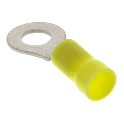 TE Connectivity, PLASTI-GRIP Insulated Ring Terminal, M6 Stud Size, 3mm² to 6mm² Wire Size, Yellow