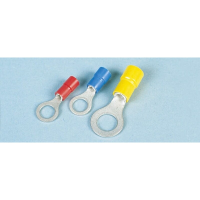 JST, FV Insulated Ring Terminal, 4mm Stud Size, 1mm² to 2.6mm² Wire Size, Blue