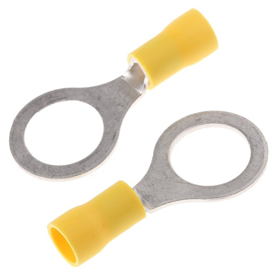 JST, FV Insulated Ring Terminal, M12 (1/2) Stud Size, 2.6mm² to 6.6mm² Wire Size, Yellow