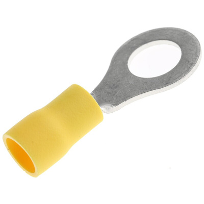 JST, FV Insulated Ring Terminal, M8 (5/16) Stud Size, 2.6mm² to 6.6mm² Wire Size, Yellow