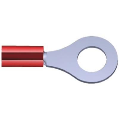 TE Connectivity, PIDG Insulated Ring Terminal, M6 (1/4) Stud Size, 0.26mm² to 1.65mm² Wire Size, Red