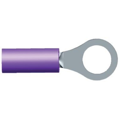 TE Connectivity, PIDG Insulated Ring Terminal, M4 Stud Size, 0.4mm² to 0.65mm² Wire Size, Purple